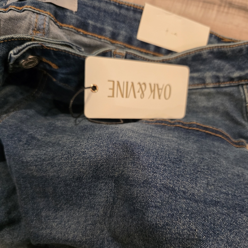 Oak & Vine Flare Wide Leg High Rise Stretch Embroidered Blue Jeans Plus Size 20 - Picture 10 of 12